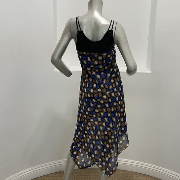 Katharine Story Handcrafted Multicolored Midi Asymmetrical Sundress Leather Trim - Picture 12 of 13